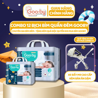  Combo 12 bịch Tã/bỉm quần Gooby Premium-Chuyên gia bỉm đêm, chống trào 12h, size M/L/XL/XXL