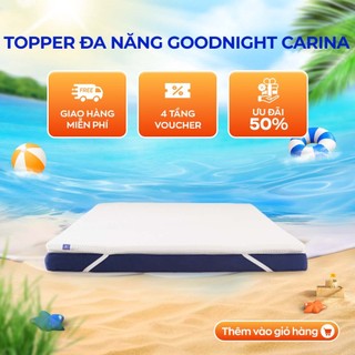 Topper memory foam trà xanh Goodnight Carina cao cấp, bọc vải tản nhiệt siêu mát, khử mùi kháng khuẩn hiệu quả