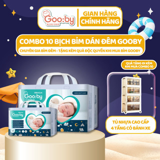  Combo 10 bịch Tã/bỉm dán Gooby Premium-Chuyên gia bỉm đêm, chống trào 12h, size M/L/XL/XXL