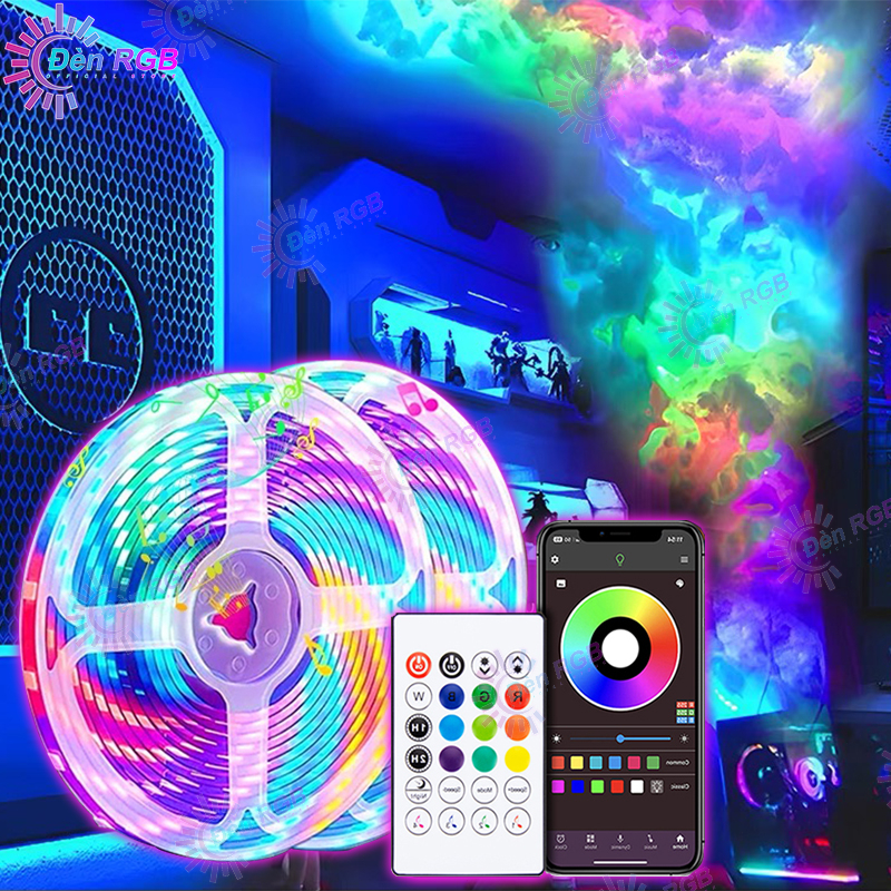 dây đèn 2/5/10M đèn led trang trí đồng bộ âm nhạc đèn trang trí phòng ngủ ARGB đèn dây LED 5050