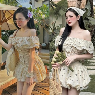 BIGSIZE HIẾU HIẾU (55-95KG) - Đầm nữ nhún bo chun trễ vai hoa dáng bí diện mùa hè cho các nàng