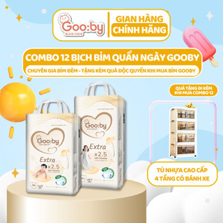  Combo 12 bịch Tã/bỉm quần Gooby mềm mại, siêu thấm hút size NB/S/M cho bé từ 4kg - 14kg