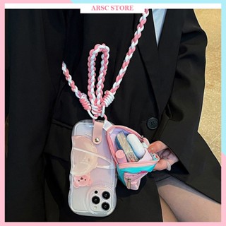 Ốp Lưng iphone Gấu Hành Tinh Có Dây Đeo Chéo Và Túi BaLo cho Iphone XS XS Max 11 12 13 14 15 Pro Max Plus