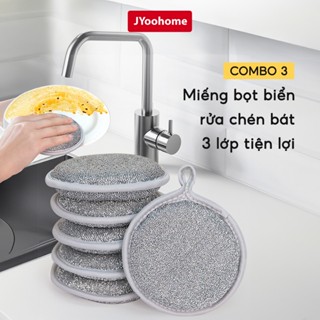 Miếng Bọt Biển Rửa Chén Bát 3 Lớp JYoohome Giẻ Rửa Bát Đĩa Đũa Cọ Xoong Nồi Đa Năng Tạo Bọt Nhà Bếp