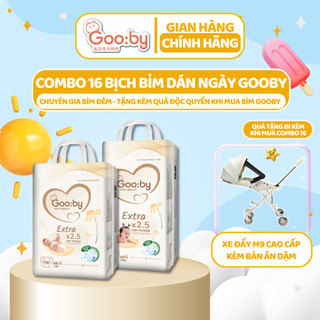  Combo 16 bịch Tã/bỉm dán Gooby mềm mại, siêu thấm hút size NB/S/M cho bé từ 4kg - 14kg