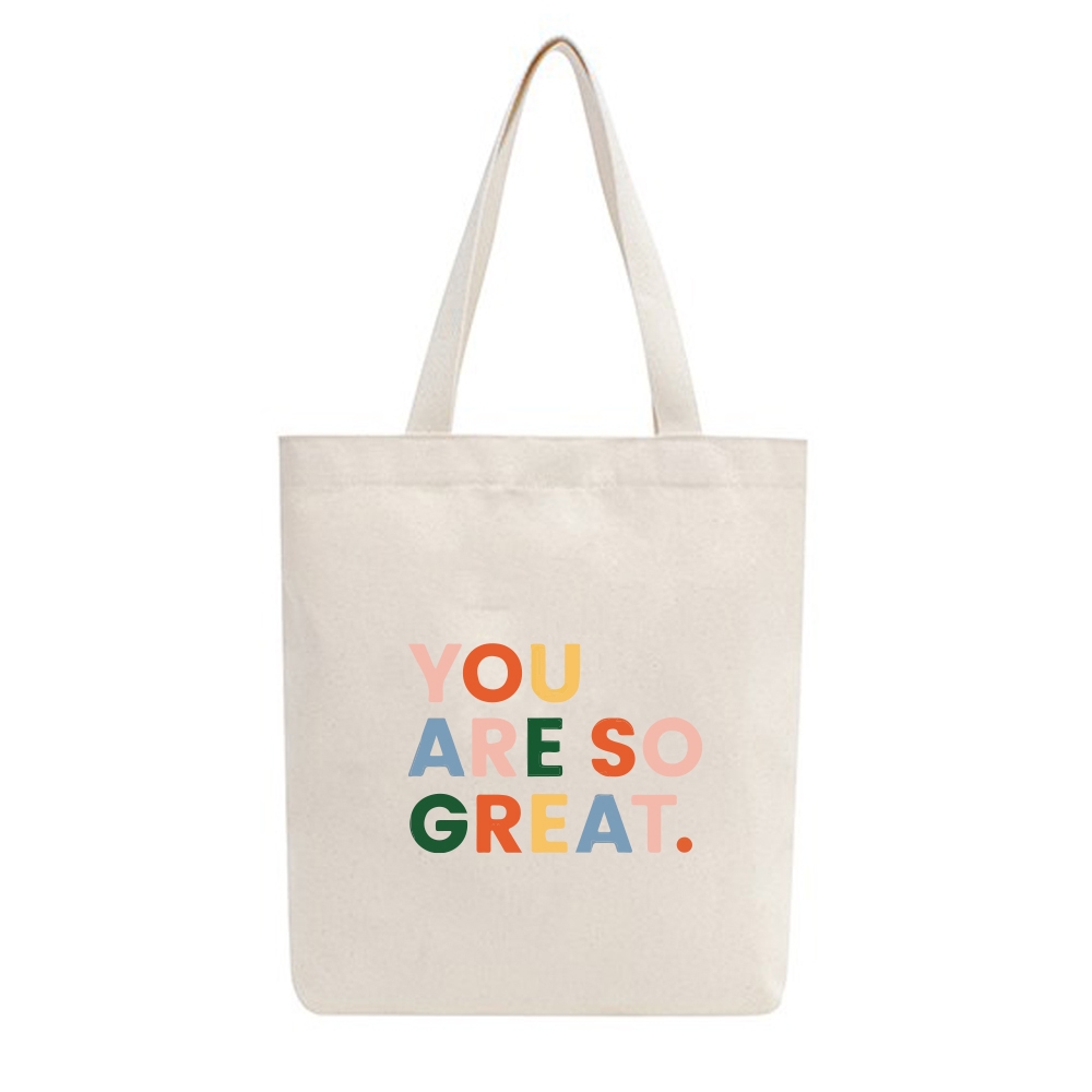 Túi Tote Vải Mộc GK Có Dây Kéo Khóa (túi con) In Hình You Are So Great M27 - KT 34X38cm