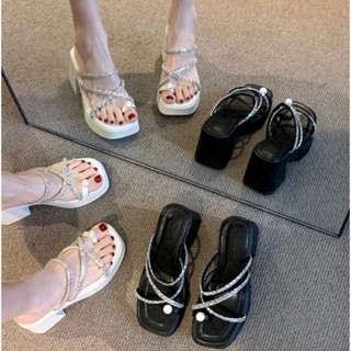 Dép xuồng đế pu siêu nhẹ cao 9cm NGỌC TRINH STORE đính đá lấp lánh phụ hợp đi tiệc đi chơi _MÃ 024_ L1A.