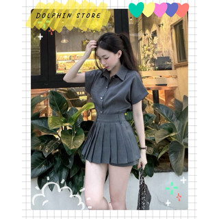 - Set áo sơ mi kèm chân váy bigsize - Set đồ bigsize nữ