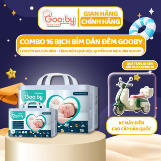  Combo 16 bịch Tã/bỉm dán Gooby Premium-Chuyên gia bỉm đêm, chống trào 12h,size M/L/XL/XXL