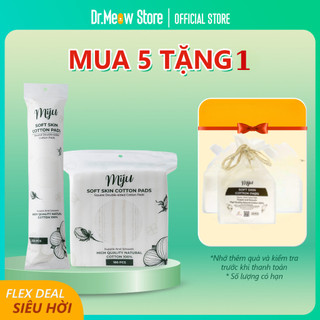 Combo 5 gói bông tẩy trang tròn Miju Hàn Quốc 100% cotton Dập viền Chắc chắn Không xơ bông