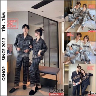 Tổng hợp bộ đồ Pijama cặp đôi tay dài lụa LUXURY cao cấp sang trọng mặc nhà mặc ngủ QM777 - QM747