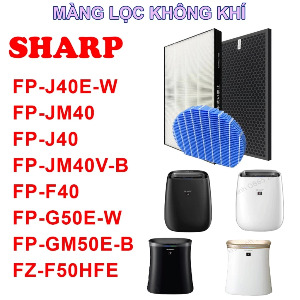 Màng lọc không khí Sharp FP-J40, FP-J40E-W,FP-JM40, FP-JM40V-B, FP-F40, FP-G50E-W , FP-GM50E-B