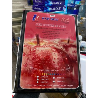 50 tờ giấy in ảnh couche bóng 2 mặt khổ A4 cho máy in phun định lượng 260gsm Kim Mai