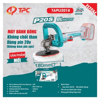 Máy đánh bóng không chổi than dùng pin 20v total tapli2018 hàng chính hãng