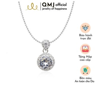 Dây chuyền bạc QMJ Nguyệt nga sang chảnh nạm đá tấm mix dây bi đôi cao cấp - Q140