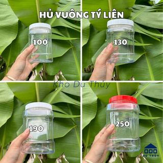 12 Hủ nhựa vuông 100-130 -190 -250 đựng thực phẩm nhựa PET an toàn sức khỏe,nắp vặn chắc chắn