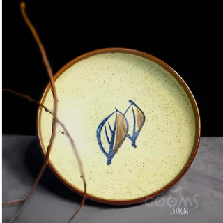 Dĩa gốm mộc viền nâu