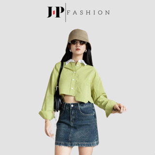 Áo Sơ Mi Nữ Croptop Tay Dài J-P FASHION Chất Liệu Mát Thoáng Khí Phong Cách Hàn Quốc Form Rộng (ảnh thật) 10609645