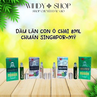 Dầu gió dầu lăn dầu singapor xanh-trắng con ó chai lăn 8ml_