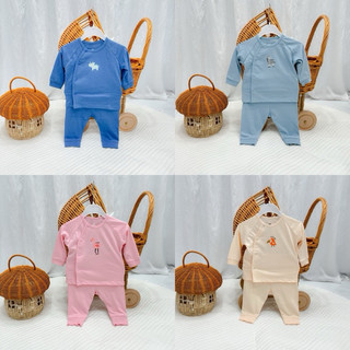 [Lullaby] Bộ quần áo dài tay cho bé sơ sinh 3-7kg chất liệu cotton Chính Hãng