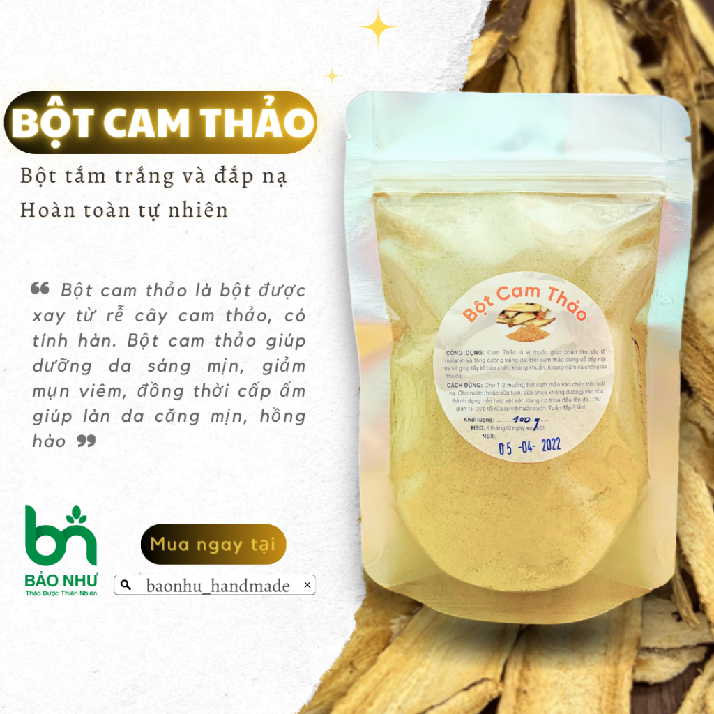 Bột Cam Thảo Handmade Sáng Mịn Da