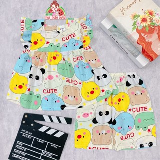 Bộ tole LỬNG cổ vuông bé gái, bộ lanh tay cánh tiên quần lửng mặc nhà bé gái Shop Mẹ Dưa Hấu