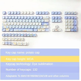 Keycap MOA xanh trắng MÈO BÉO dễ thương chất liệu PBT