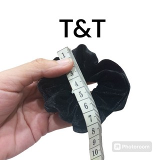 Cột tóc vải nhung Scrunchies màu đen (cở nhỏ 6-10cm)