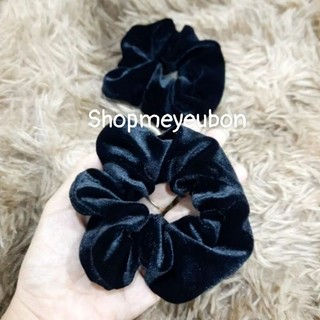 Cột tóc vải nhung Scrunchies màu đen (cở nhỏ 6-10cm)