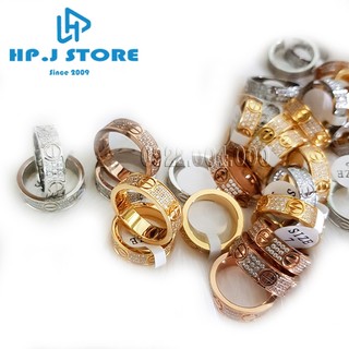 Nhẫn 3 hàng đá phù hợp cho cả nam nữ, nhẫn titan cao cấp NF742