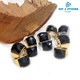 Nhẫn nam mặt đá đen lớn giác ziczac.
