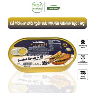 Cá trích hun khói ngâm dầu đóng hộp hiệu vitafish loại premium 190g