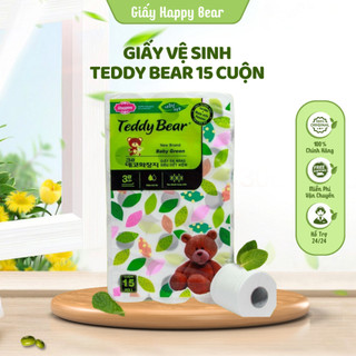 Giấy vệ sinh teddy bear 15 cuộn đa năng có lõi trắng dai mềm mịn