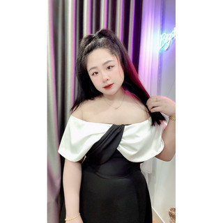 ĐẦM TIỆC BIGSIZE TRỄ VAI PHỐI MÀU