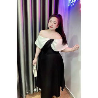 ĐẦM TIỆC BIGSIZE TRỄ VAI PHỐI MÀU