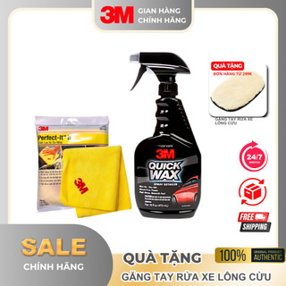 [ Tặng găng tay lông cừu] Combo Chai Xịt Tăng Độ Bóng Sơn 3M™  39034 473ml Và Khăn Lau Xe Chuyên Dụng 3M