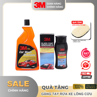 Combo dung dịch chống bám nước kính xe 3m™ 08889 lt 200ml và xà bông rửa xe 3m car wash shampoo