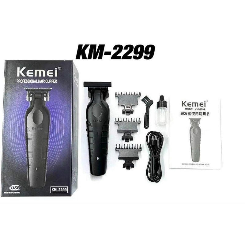 Tông đơ cắt tóc chấn viền cao cấp Kemei 2299, Tông Đơ Bấm Viền,  Tông đơ cạo viền Pin 1200mAh Barber