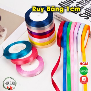 Ruy băng lụa duy băng dây ri băng 1cm HOA GẠO cuộn ruy băng làm hoa trang trí ruy băng đỏ duy băng