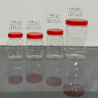 12 hũ nhựa vuông nắp đỏ đựng gia vị loại nhỏ đựng muối tôm muối ớt, hủ đựng chao, hủ đựng mắm