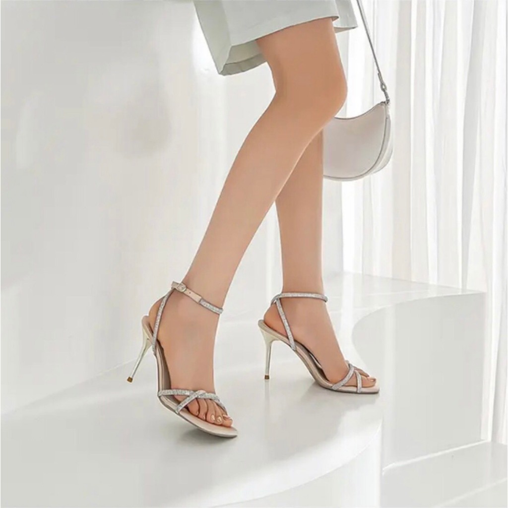 Sandanl cao gót 7 cm NGỌC TRINH STORE quai xoằn chéo phong cách thời trang công sở KB029 giày Nữ DéP | BigBuy360 - bigbuy360.vn