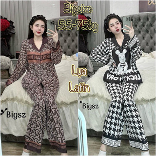 (Mẫu mới) Đồ bộ Pijama 55-75kg - Chất vải Lụa Latin