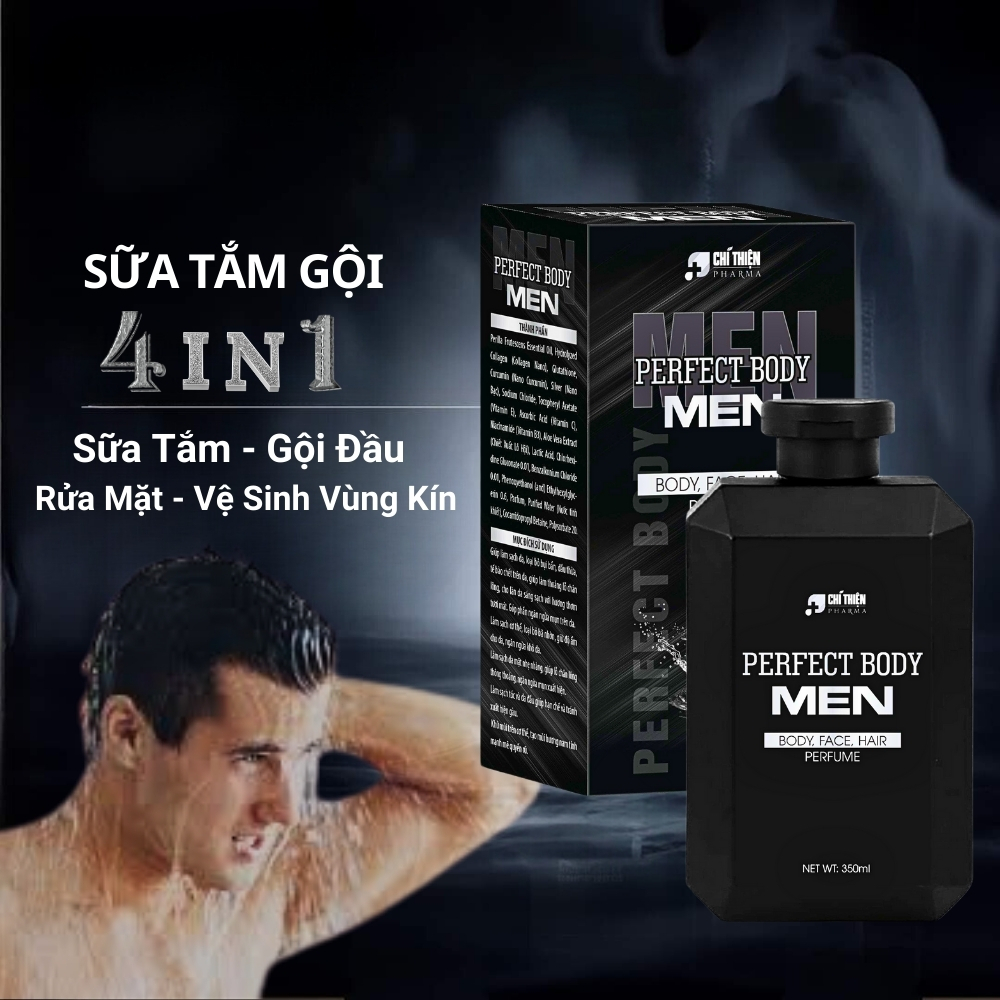 Sữa Tắm Gội Nam 4 in 1 Perfect Body Men Chính Hãng 350ml Hương Nước Hoa Thơm Lâu Tắm Gội Đầu Rửa Mặt Vệ Sinh Vùng Kín