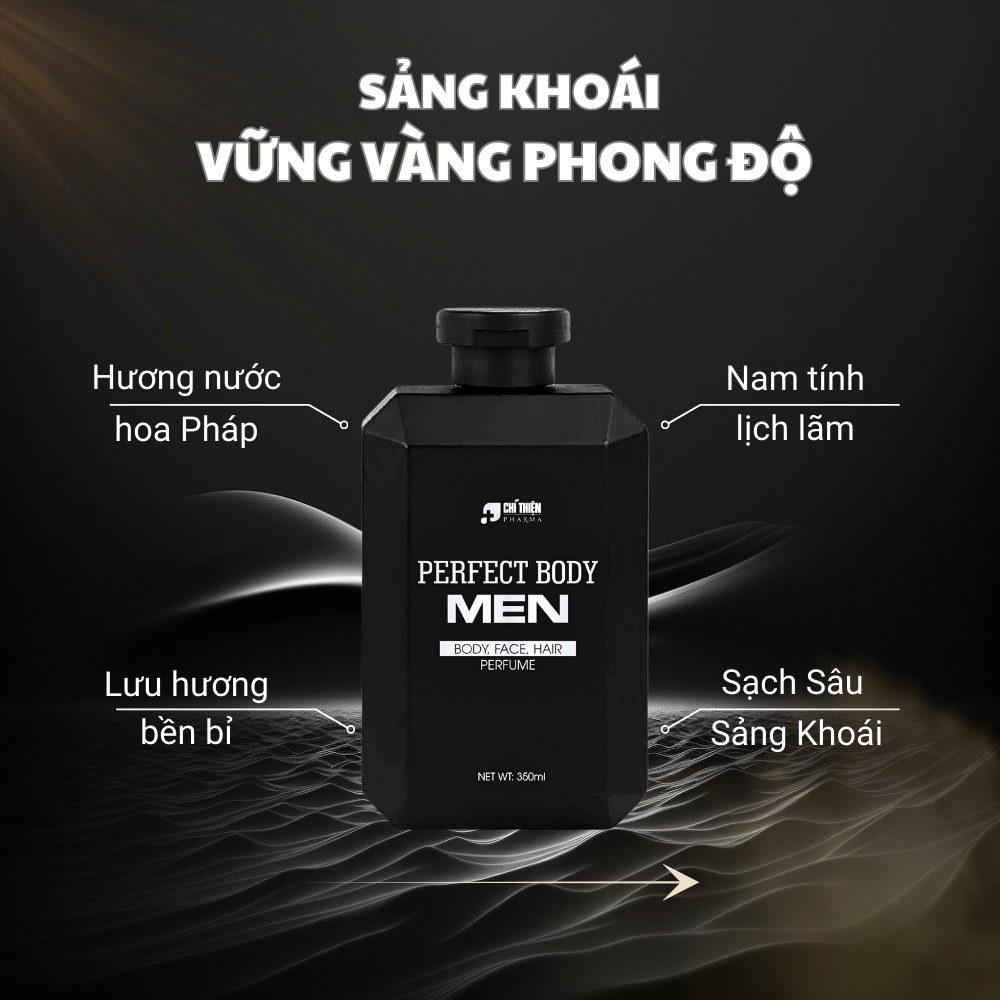 Sữa Tắm Gội Nam 4 in 1 Perfect Body Men Chính Hãng 350ml Hương Nước Hoa Thơm Lâu Tắm Gội Đầu Rửa Mặt Vệ Sinh Vùng Kín