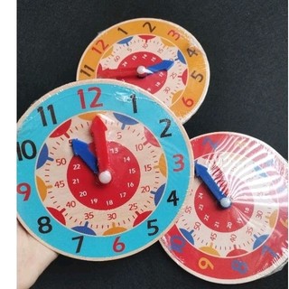 Đồng hồ gỗ dạy học 15cm, cho bé 2-6 tuổi nhận biết thời gian