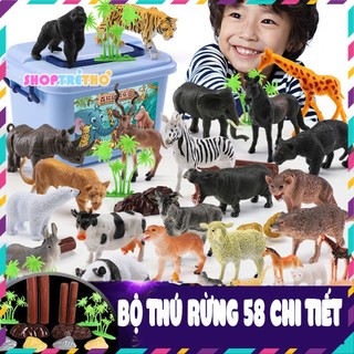 Bộ đồ chơi mô hình động vật, thú rừng 58 chi tiết chất liệu an toàn giúp bé  phát triển kỹ năng phân biệt các con vật