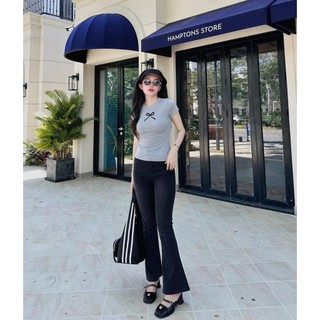 Set đồ nữ áo thun in nơ kèm quần dài ống loe nữ TS33
