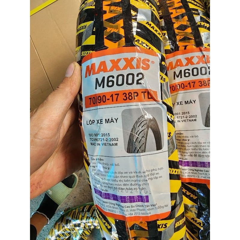 Vỏ Lốp MAXXIS 6002 - VÀNG 70/90-17, 80/90-17 TL (không dùng ruột) xe Exciter, Raider, Satria, Sonic