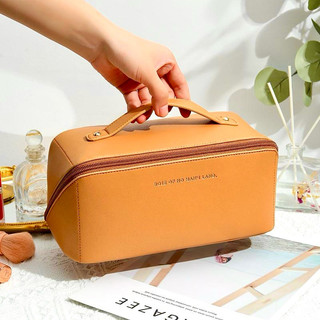 Túi đựng đồ trang điểm, Túi đựng mỹ phẩm du lịch, Túi đựng đồ trang điểm không thấm nước khóa kéo, chất da PU trơn