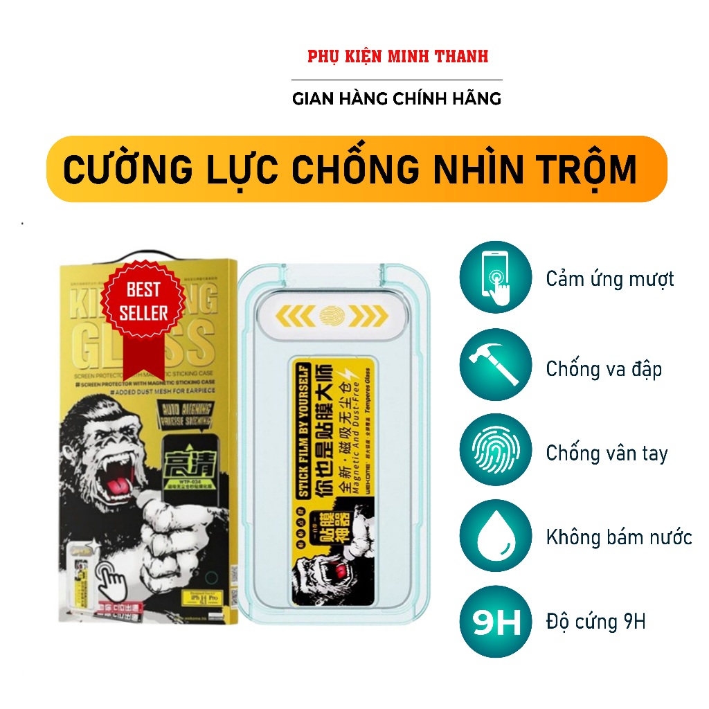 Bộ Kính cường lực  Wek Hàng Cao Cấp WTP-TC07  tự dán ,khung Nano chống bụi màng loa 11 12 13 14 15 Pro Max..